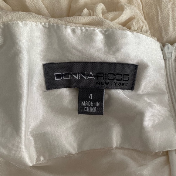 Donna Ricco White Silk Ruffled Dress Size US 4 - Picture 9 of 11